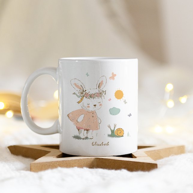 Personlig, Namn, Baby, Kaninen Mönster Kaffemugg (Skapare uppladdad)