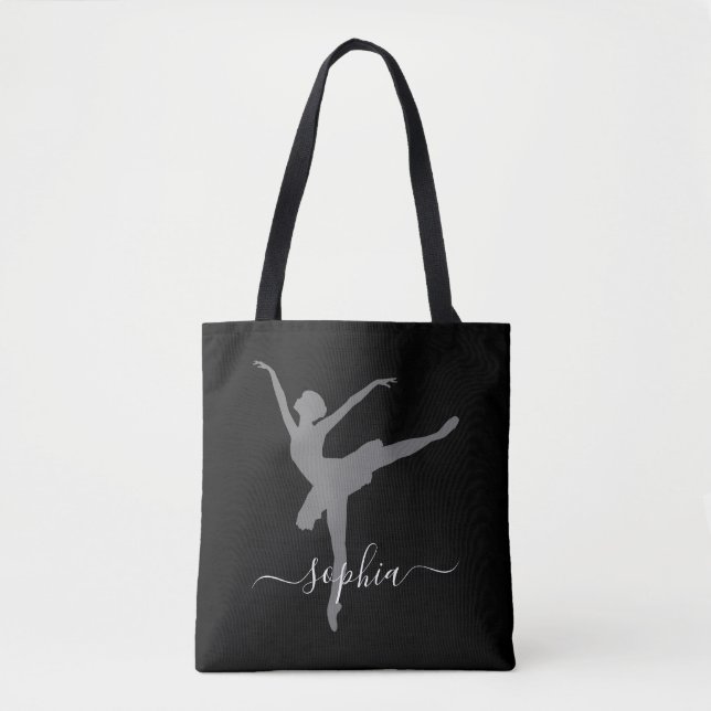 Personlig Namn Ballerina Tote Bag Tygkasse (Framsida)