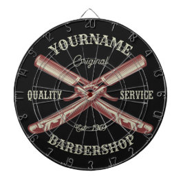 Personlig NAMN Barber Rak Razor Barbershop Darttavla