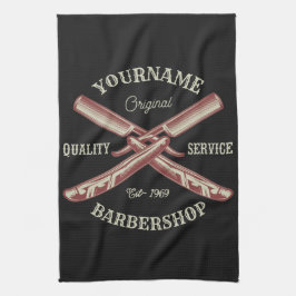 Personlig NAMN Barber Rak Razor Barbershop Kökshandduk