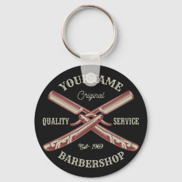 Personlig NAMN Barber Rak Razor Barbershop Nyckelring
