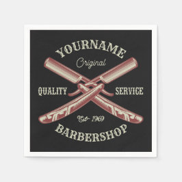 Personlig NAMN Barber Rak Razor Barbershop Pappersservett