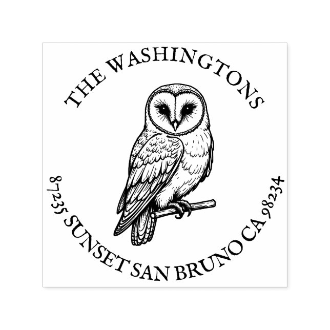 Personlig Namn Barn Uggla Returadress Frimärke Självfärgande Stämpel (Design)