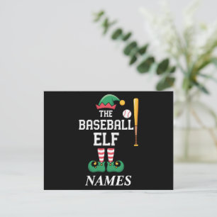 Personlig Namn Baseball Elf-familjmatchning Helg Vykort