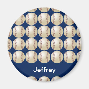 Personlig Namn Baseball Magnet, blå bakgrund Magnet