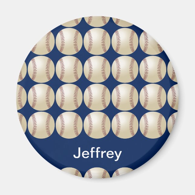 Personlig Namn Baseball Magnet, blå bakgrund Magnet (Framsidan)
