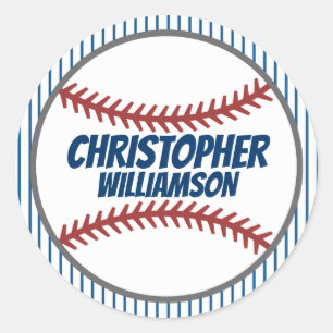 Personlig Namn Baseball Sticker Runt Klistermärke