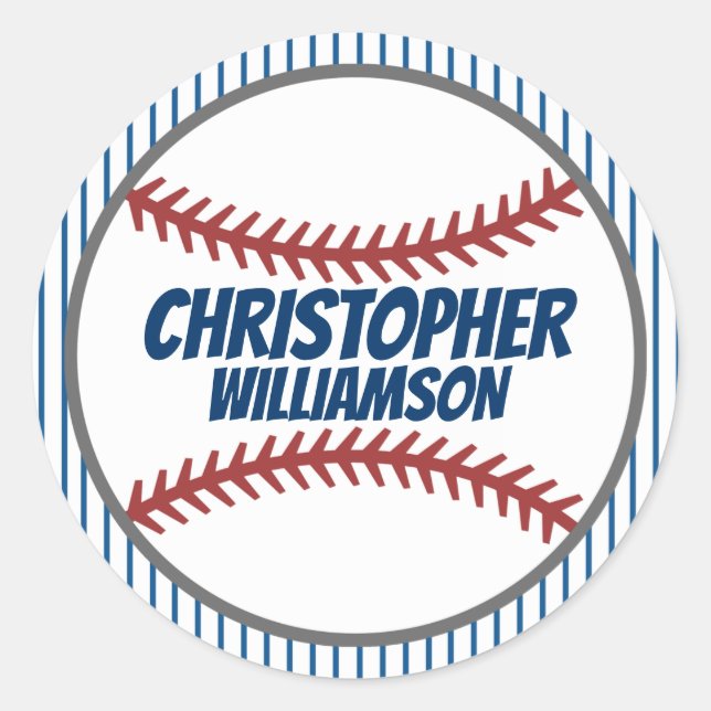 Personlig Namn Baseball Sticker Runt Klistermärke (Framsida)