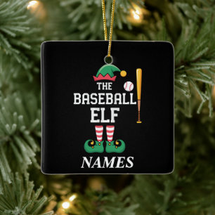 Personlig Namn Baseboll Tomte Familj Matchande Julgransprydnad Keramik