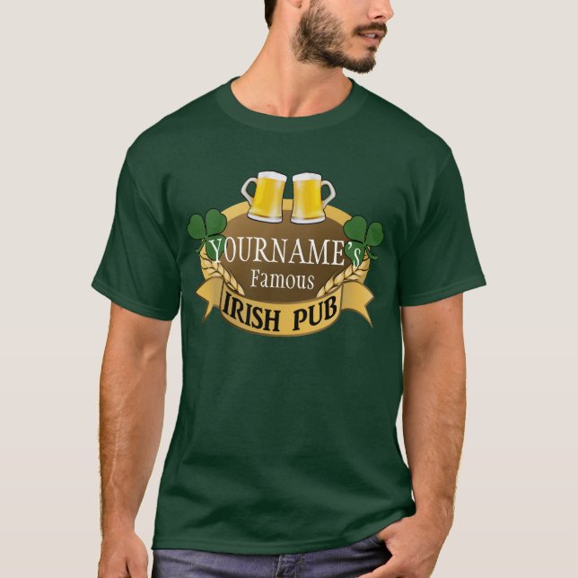 Personlig Namn Beer Irish Pub St patrick's day Tee Shirt (Framsida)