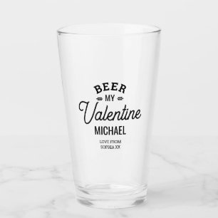 Personlig Namn Beer Min Valentine Kärlek Glass Kop Glaskopp