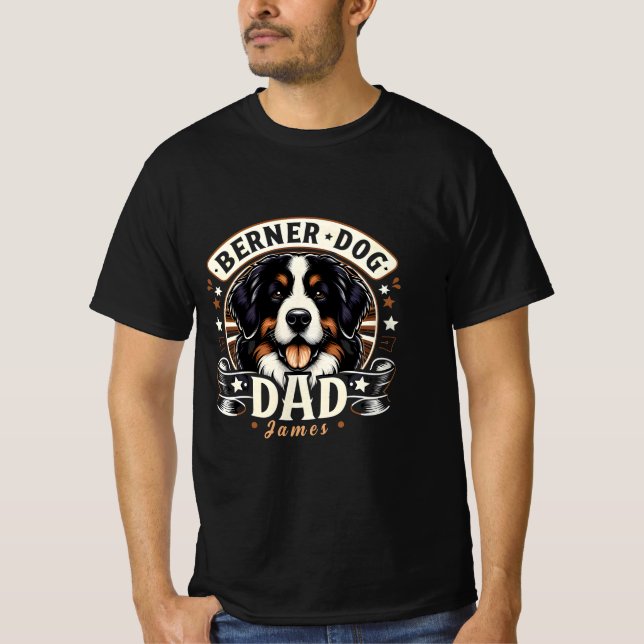 Personlig Namn Berner Hund Pappa - Bernese pappa T Shirt (Framsida)