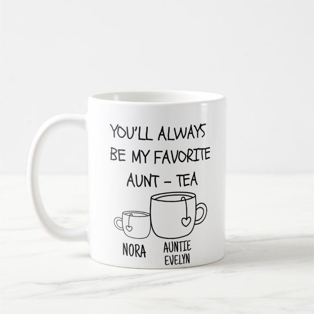Personlig Namn Best Auntie Moster-tea Funny Kaffemugg (Vänster)