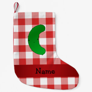 Personlig namn-betare, rödvita checkers liten julstrumpa