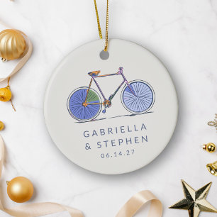 Personlig Namn Bicycle Gift par jul Julgransprydnad Keramik