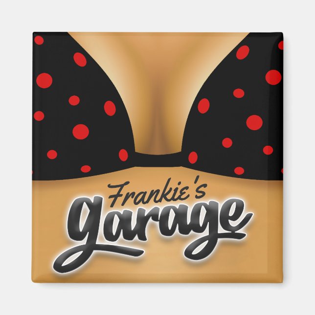 Personlig NAMN Bikini Babe Girl Man Cave Garage Magnet (Framsidan)