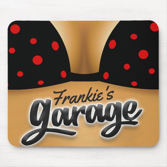 Personlig NAMN Bikini Babe Girl Man Cave Garage Musmatta (Framsidan)