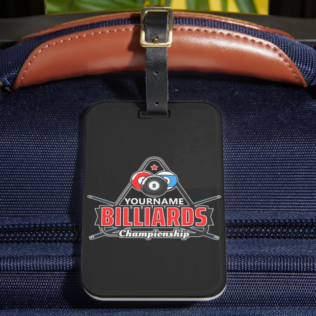 Personlig NAMN Billiards 8 Boll Bassäng Cue Rack Bagagebricka (Framsida Insitu 2)