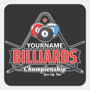 Personlig NAMN Billiards 8 Boll Bassäng Cue Rack Fyrkantigt Klistermärke