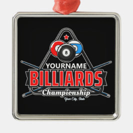 Personlig NAMN Billiards 8 Boll Bassäng Cue Rack Julgransprydnad Metall