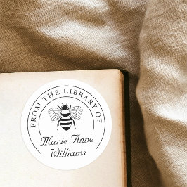 Personlig Namn bina Bibliotek i Bok Runt Klistermärke