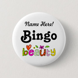 Personlig Namn Bingo Beauty Anpassningsbar Pinback Knapp