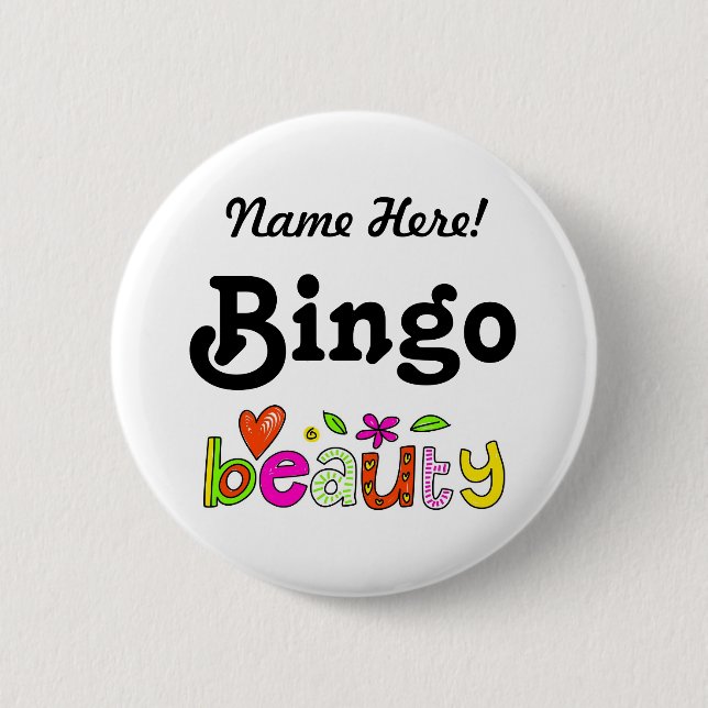 Personlig Namn Bingo Beauty Anpassningsbar Pinback Knapp (Framsida)