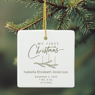 Personlig Namn Birance berättar min första jul Julgransprydnad Keramik