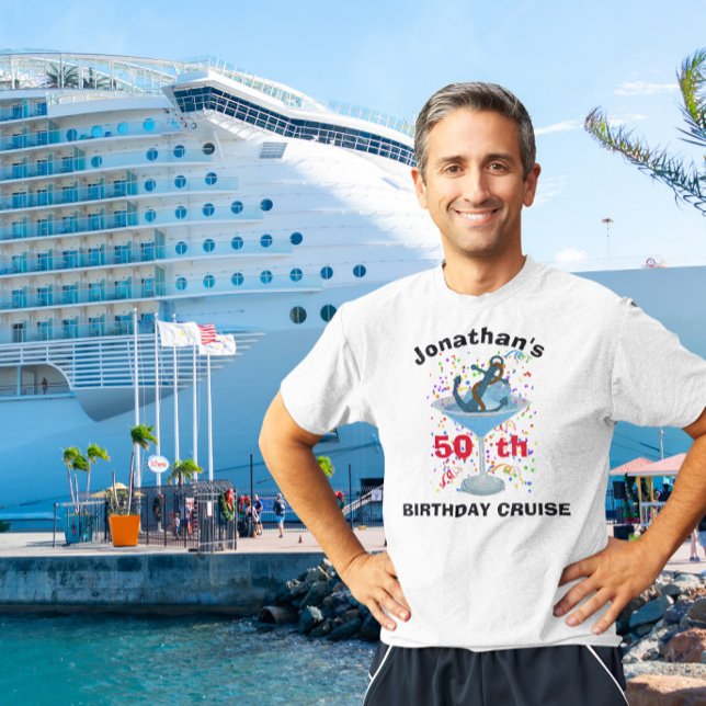 Personlig Namn Birthday Cruise Cocktail Anchor T Shirt (Skapare uppladdad)