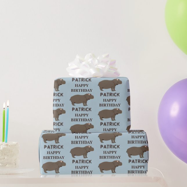 Personlig Namn Birthday Hippopotamus Hippo Presentpapper (Festgåvor)
