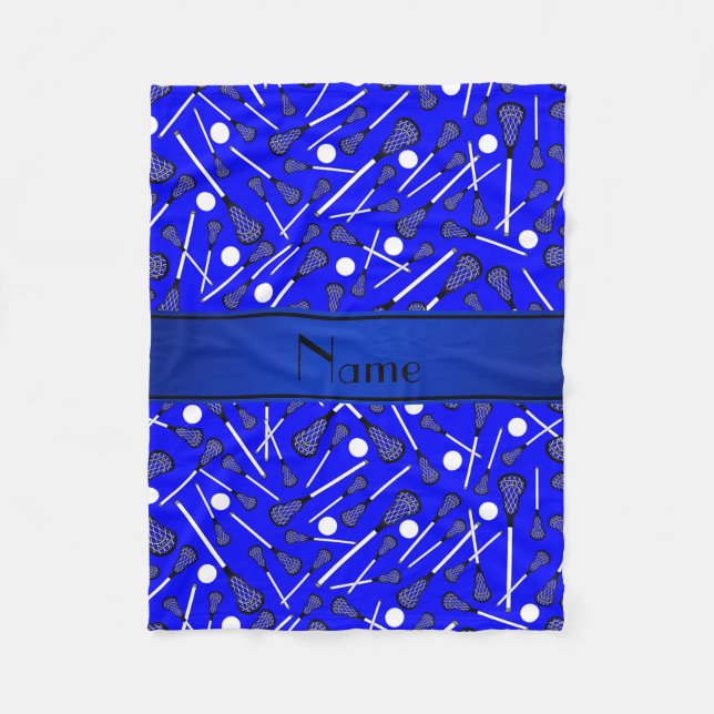 Personlig namn blå lacrosse fleecefilt (Framsidan)