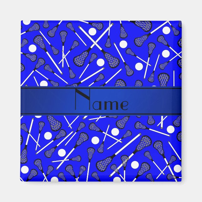 Personlig namn blå lacrosse magnet (Framsidan)