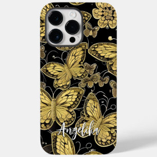 Personlig Namn Black och Guld Butterflies