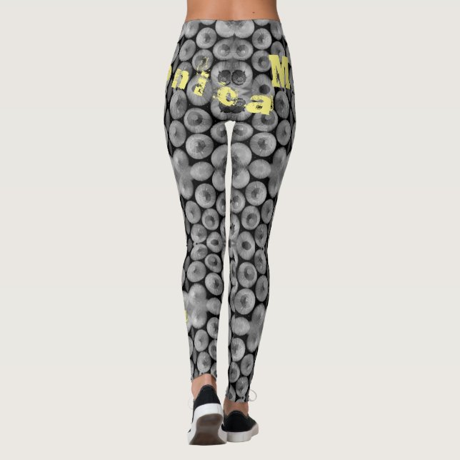 Personlig Namn Black & White Pencil Leggings (Baksida)