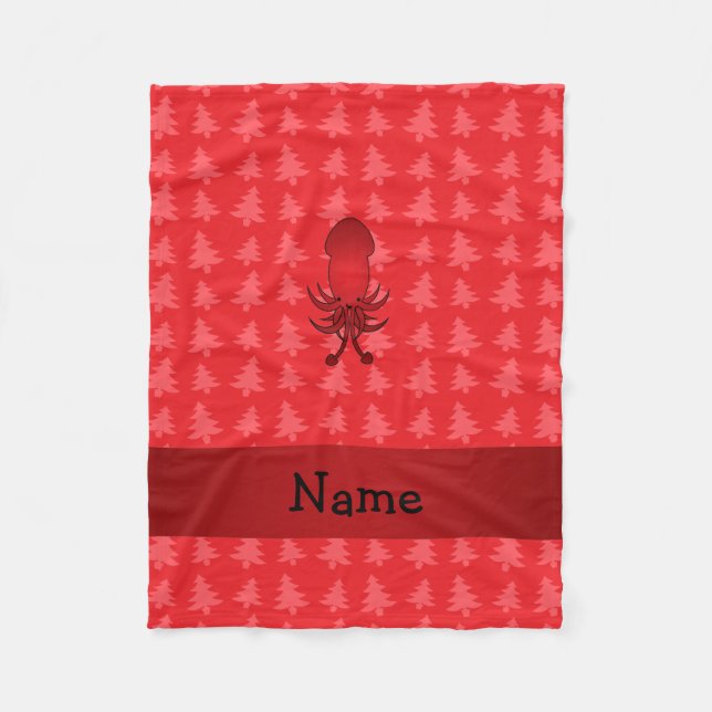 Personlig namn bläckrött julgranar fleecefilt (Framsidan)