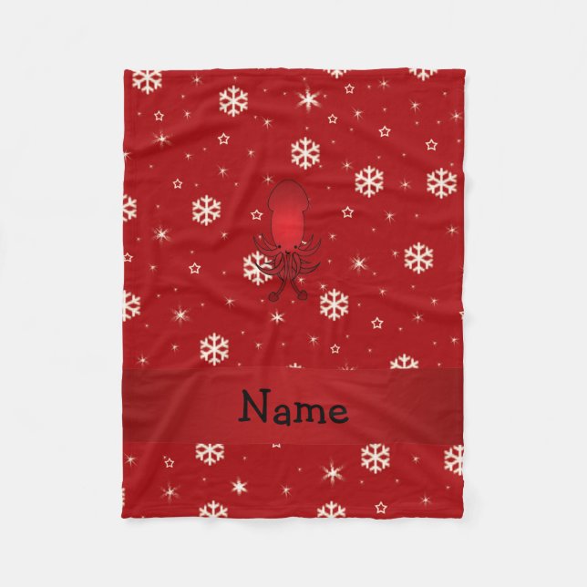 Personlig namn bläckrött snöflingor fleecefilt (Framsidan)