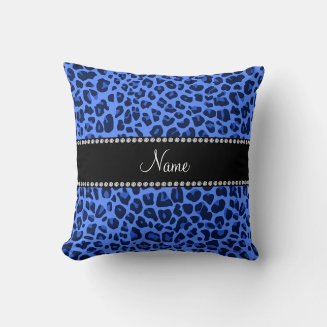 Personlig namn (blåleopard) kudde (Framsida)