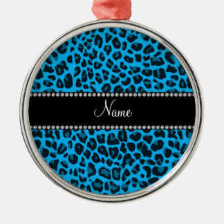 Personlig namn (blåleopard) mönster julgransprydnad metall