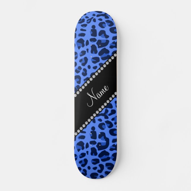 Personlig namn (blåleopard) skateboard bräda 19,5 cm (Framsida)