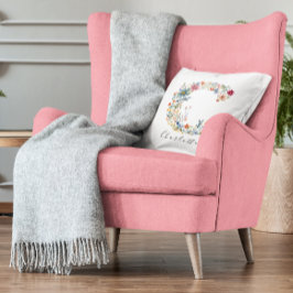 Personlig Namn & Blommigt Monogram "C" Kudde