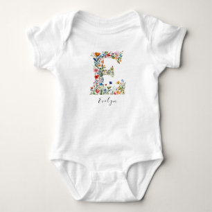 Personlig Namn & Blommigt Monogram "E" T Shirt