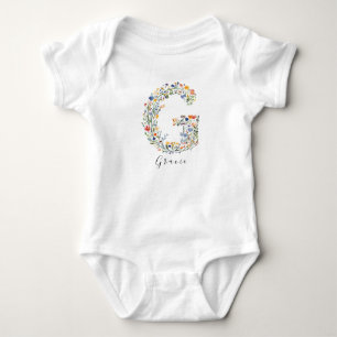 Personlig Namn & Blommigt Monogram "G" T Shirt
