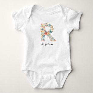 Personlig Namn &Blommigt Monogram 'R' T Shirt