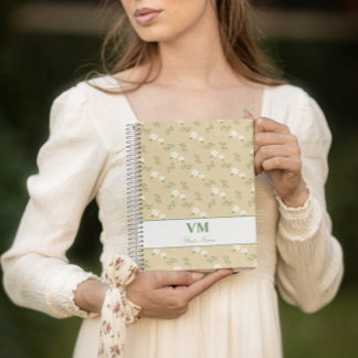 personlig namn blommönster monogram elegant anteckningsbok