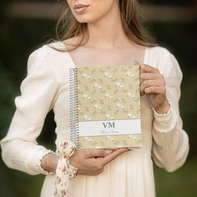 personlig namn blommönster monogram elegant anteckningsbok (Skapare uppladdad)