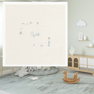 Personlig Namn Blue Blommigt Cream Baby Shower Pappersservett