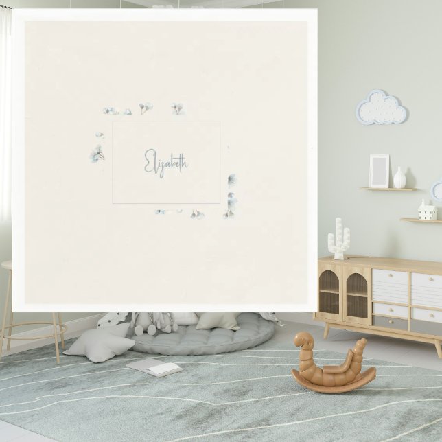 Personlig Namn Blue Blommigt Cream Baby Shower Pappersservett (Skapare uppladdad)