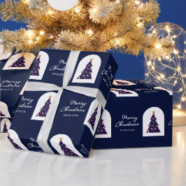 Personlig Namn Blue Checkered Julgran Presentpapper