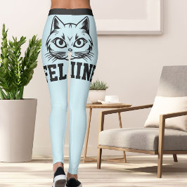 Personlig Namn Blue Grått Rand Cute Cat Pet Leggings