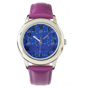 Personlig namn Blue hockey mönster Armbandsur